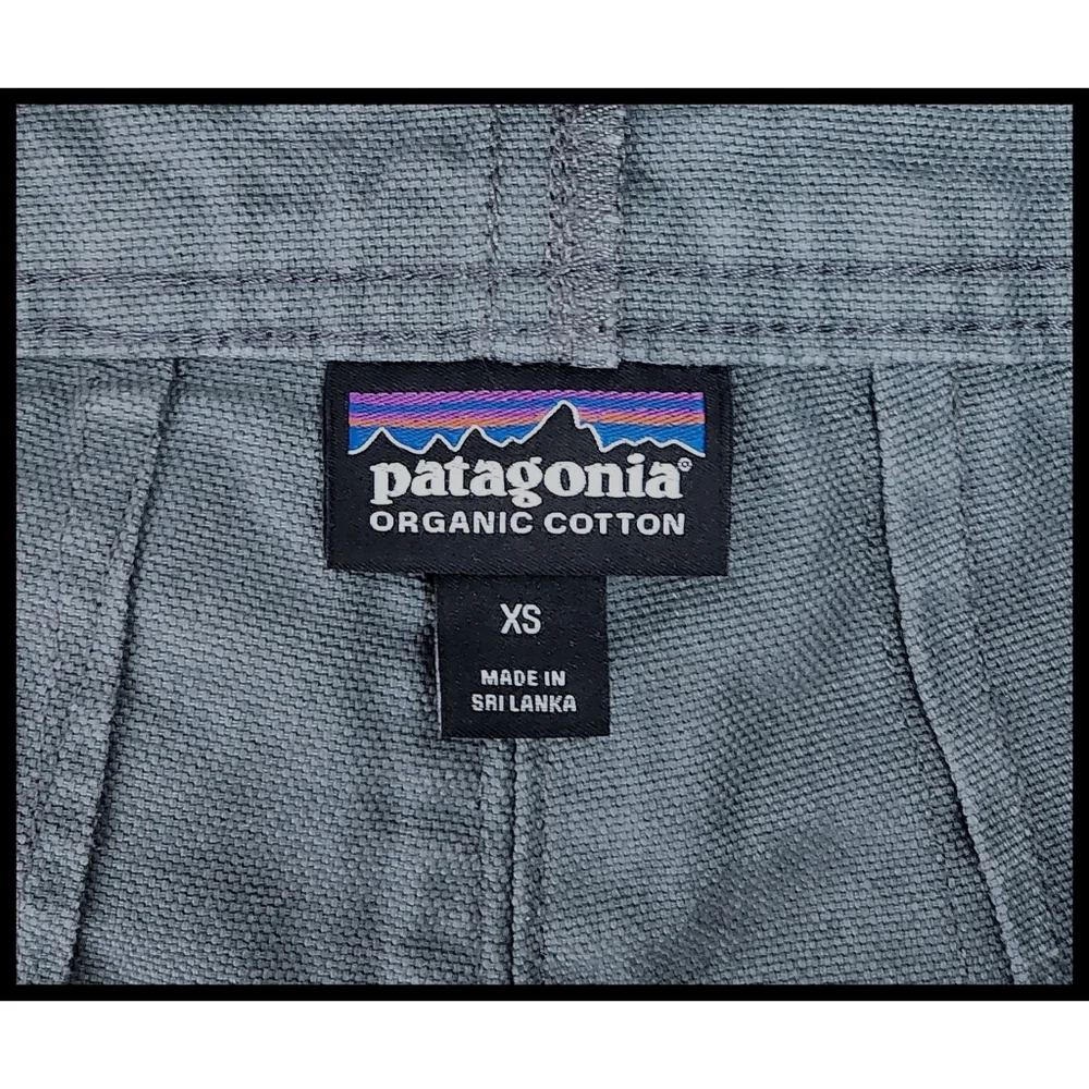 Patagonia Stand Up Bib Utility Shortalls Overalls Organic Cotton Green Gray XS - Picture 7 of 12